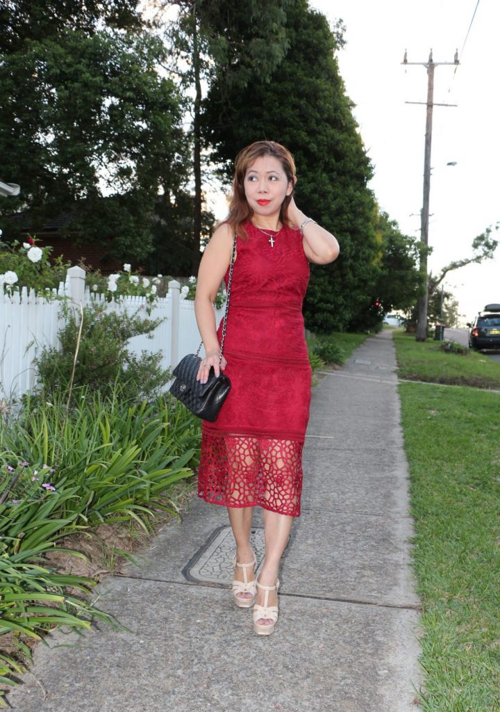 Red lace dress blog